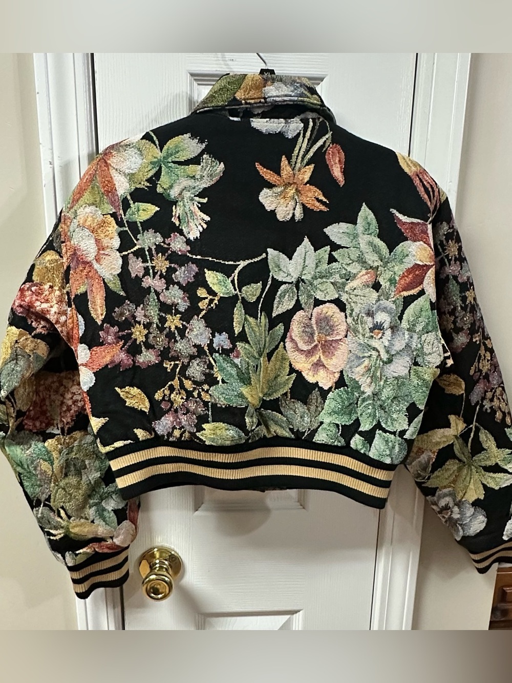 Red Fox NWT Floral Varsity Bomber Jacket in Black (mix39) - Picture 3 of 6